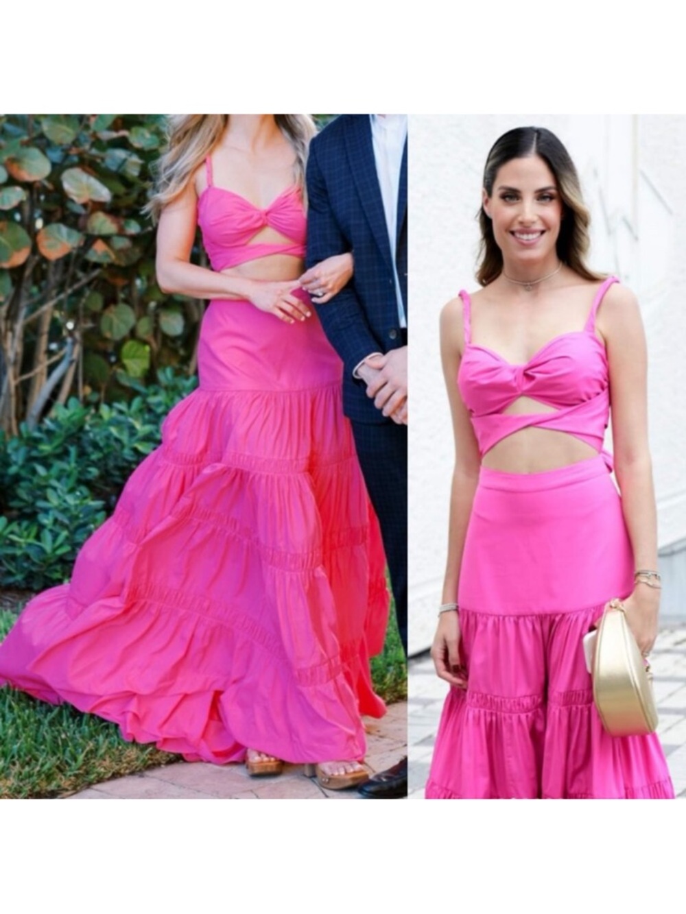 Alexis Azalea Maxi Dress Magenta Pink Twist Cutout Tiered Gown M‎ - Picture 16 of 16